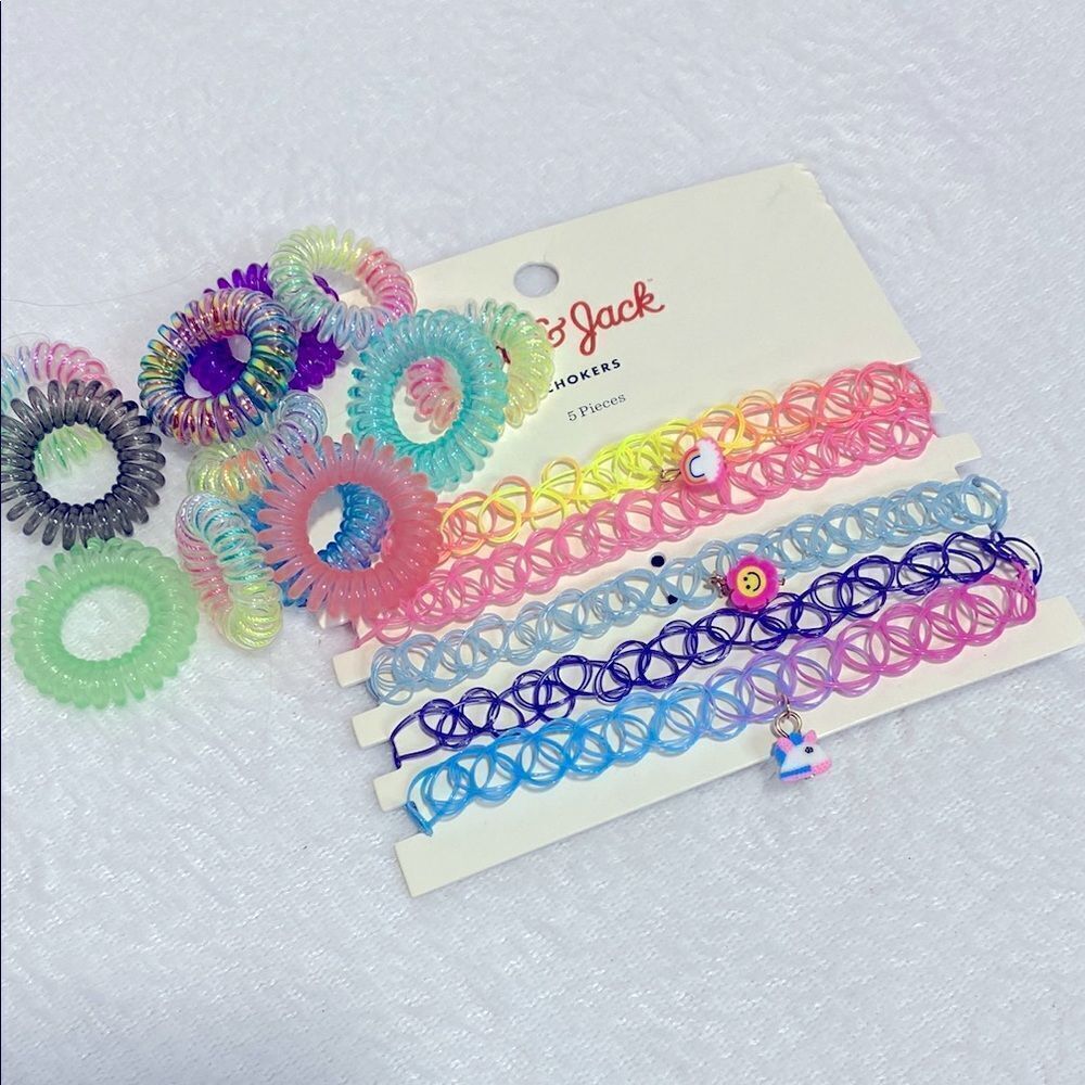 Girls Pastel Stretch Choker and Hair Tie Set